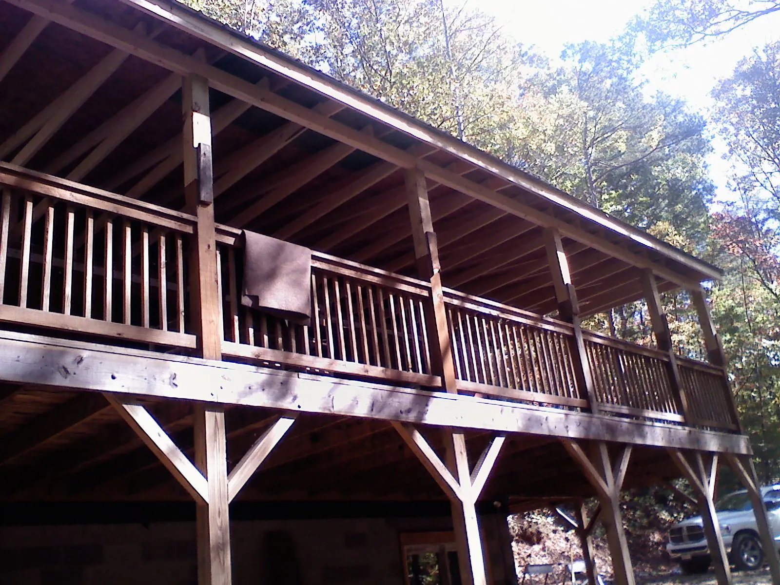 Timber framing under a new elevated porch and deck — Roof Leak Repair in Lawrenceville by Roofing Brothers